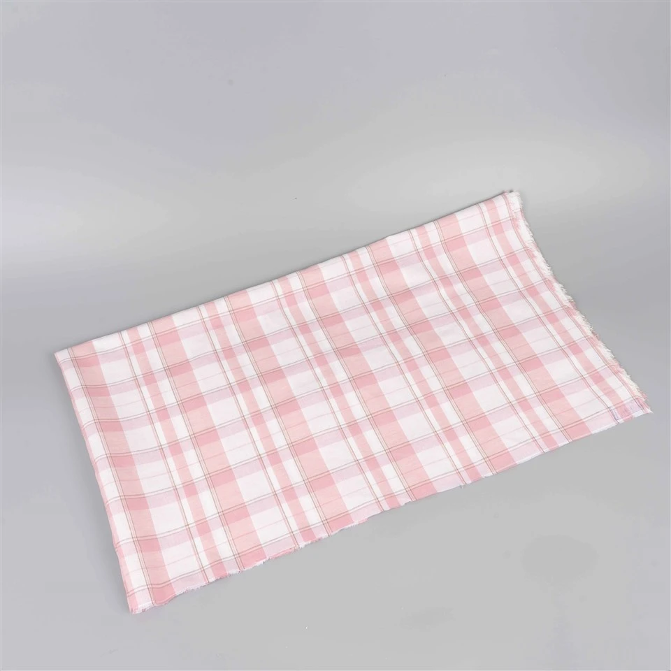 Sakura Pink Plaid Linen Fabric